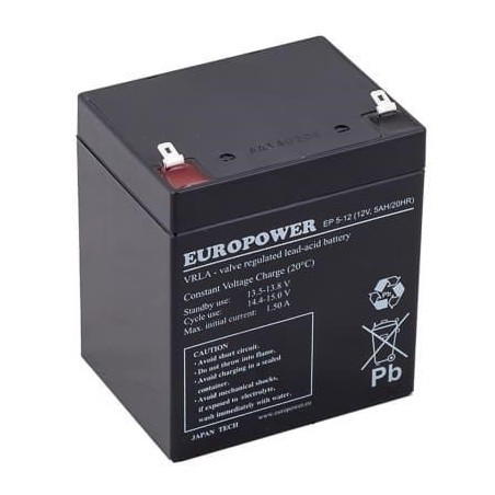 Akumulator AGM EUROPOWER serii EP 12V 5Ah T1 (Żywotność 6-9 lat)