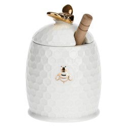 LA PORCELLANA BIANCA APEREGINA ORO Pojemnik na miód z łyżeczką 8 cm