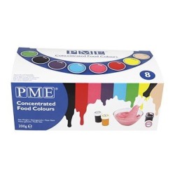 PME Paste Colour 8 Colour Set 200 g Pasta (substancja) Czarny, Niebieski, Brązowy, Zielony, Różowy, Fioletowy, Czerwony, Żółty