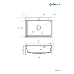 Deante Eridan ZQEN103 zlewozmywak granitowy 70x52 cm czarny
