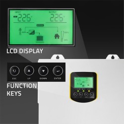 Qoltec Hybrydowy inwerter solarny Off-Grid 2.5kVA| 2.5kW | 100A | MPPT | LCD | BMS | Sinus