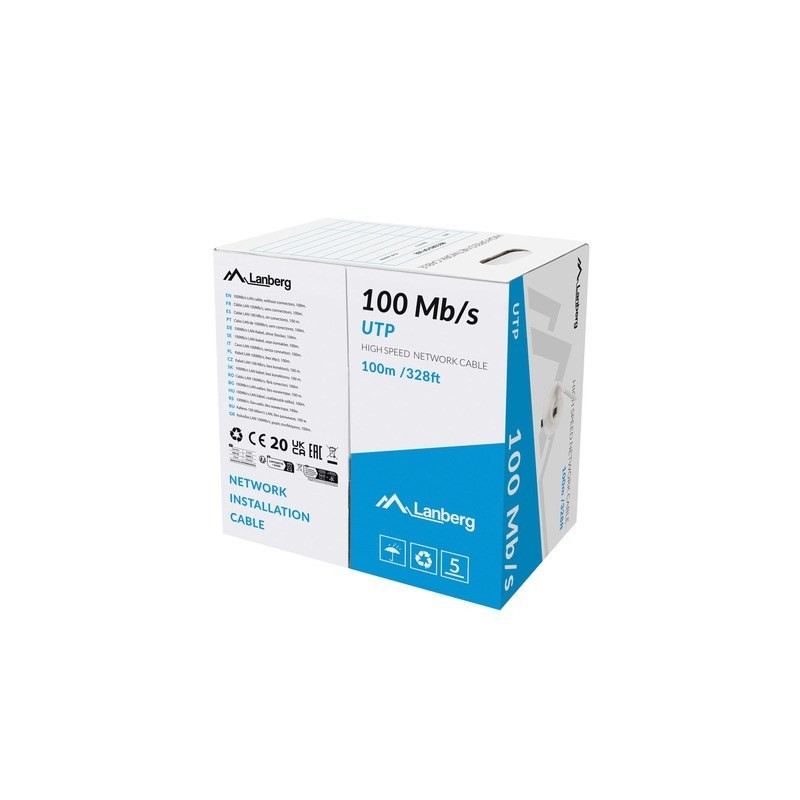 KABEL LAN UTP 100MB/S 100M DRUT CCA SZARY LANBERG