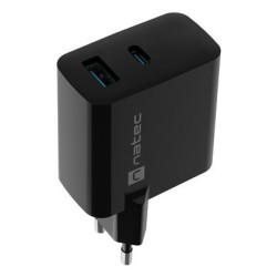 NATEC ŁADOWARKA RIBERA GAN 1X USB-A + 1X USB-C 45W CZARNA NUC-2143