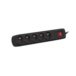 NATEC NSP-1713 ochrona przeciwprzepięciowa Czarny 5 x gniazdo sieciowe 1,5 m
