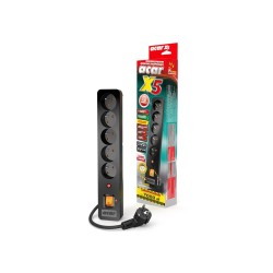 ACAR X5 Czarny 5 x gniazdo sieciowe 230 V 1,5 m