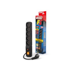 ACAR F5 Czarny 5 x gniazdo sieciowe 230 V 3 m