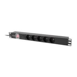 Lanberg PDU-05E-0200-IEC-BK rozdzielacz zasilania PDU 5 x gniazdo sieciowe 1U Czarny