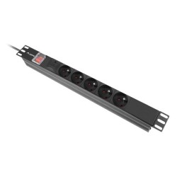 Lanberg PDU-05E-0200-IEC-BK rozdzielacz zasilania PDU 5 x gniazdo sieciowe 1U Czarny