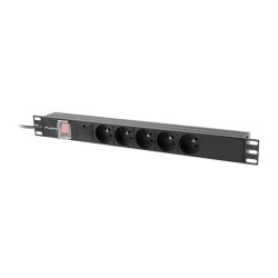 Lanberg PDU-05E-0200-IEC-BK rozdzielacz zasilania PDU 5 x gniazdo sieciowe 1U Czarny