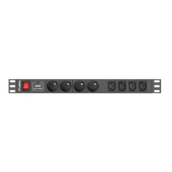 Lanberg PDU-04E04I-0200-BK rozdzielacz zasilania PDU 4 x gniazdo sieciowe 1U Czarny
