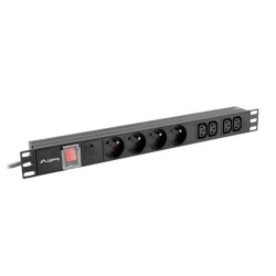 Lanberg PDU-04E04I-0200-BK rozdzielacz zasilania PDU 4 x gniazdo sieciowe 1U Czarny