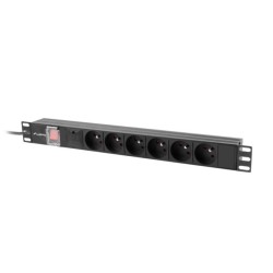 LISTWA ZASILAJĄCA RACK PDU 19" LANBERG 1U 10A 6X 230V PL 2M CZARNA C14