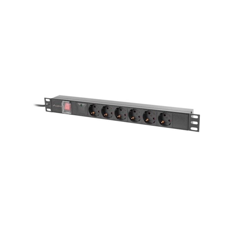 Lanberg PDU-06F-0200-BK rozdzielacz zasilania PDU 6 x gniazdo sieciowe 1U Czarny Lanberg PDU-06F-0200-BK rozdzielacz zasilania PDU 6 x gniazdo sieciowe 1U Czarny