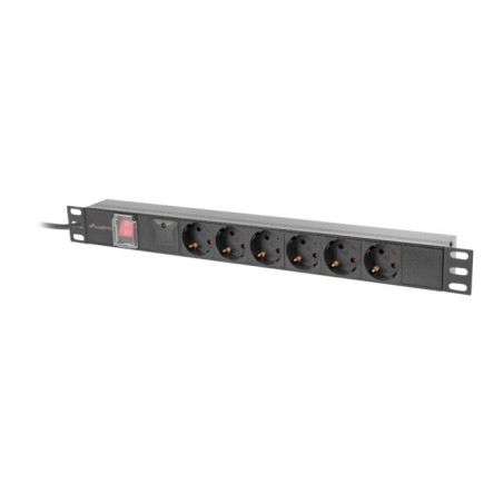 Lanberg PDU-06F-0200-BK rozdzielacz zasilania PDU 6 x gniazdo sieciowe 1U Czarny