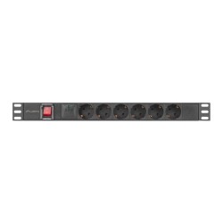 Lanberg PDU-06F-0200-BK rozdzielacz zasilania PDU 6 x gniazdo sieciowe 1U Czarny