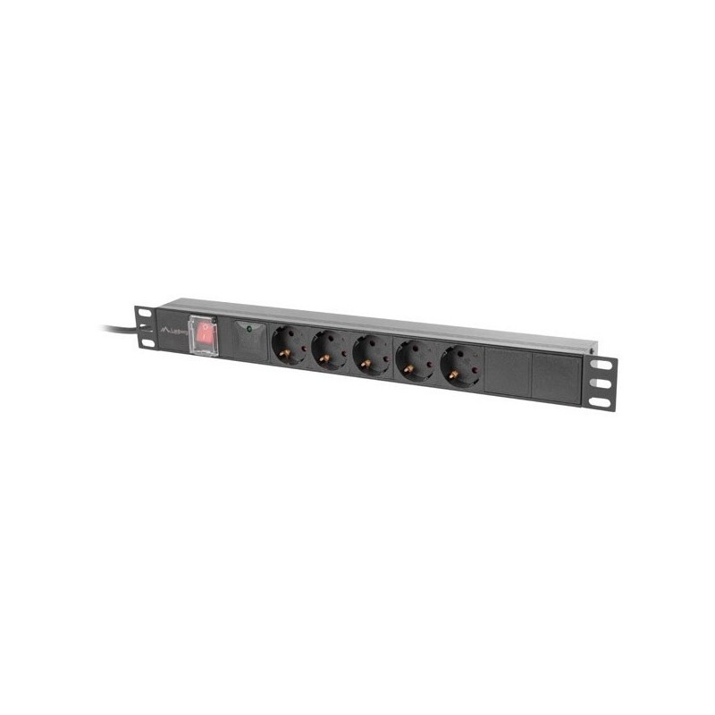 Lanberg PDU-05F-0200-BK rozdzielacz zasilania PDU 5 x gniazdo sieciowe 1U Czarny Lanberg PDU-05F-0200-BK rozdzielacz zasilania PDU 5 x gniazdo sieciowe 1U Czarny