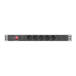 Lanberg PDU-05F-0200-BK rozdzielacz zasilania PDU 5 x gniazdo sieciowe 1U Czarny