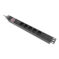 Lanberg PDU-05F-0200-BK rozdzielacz zasilania PDU 5 x gniazdo sieciowe 1U Czarny