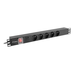 Lanberg PDU-05E-0200-BK rozdzielacz zasilania PDU 5 x gniazdo sieciowe 1U Czarny