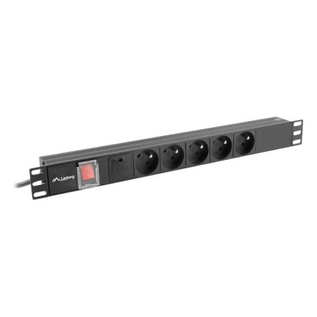 Lanberg PDU-05E-0200-BK rozdzielacz zasilania PDU 5 x gniazdo sieciowe 1U Czarny
