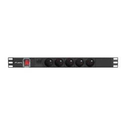 Lanberg PDU-05E-0200-BK rozdzielacz zasilania PDU 5 x gniazdo sieciowe 1U Czarny