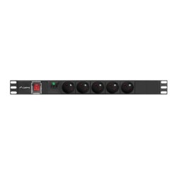 Lanberg PDU-05E-0200-BK rozdzielacz zasilania PDU 5 x gniazdo sieciowe 1U Czarny
