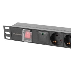Lanberg PDU-05F-0200-IEC-BK rozdzielacz zasilania PDU 5 x gniazdo sieciowe 1U Czarny