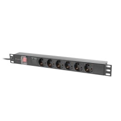 Lanberg PDU-06F-0200-IEC-BK rozdzielacz zasilania PDU 6 x gniazdo sieciowe 1U Czarny