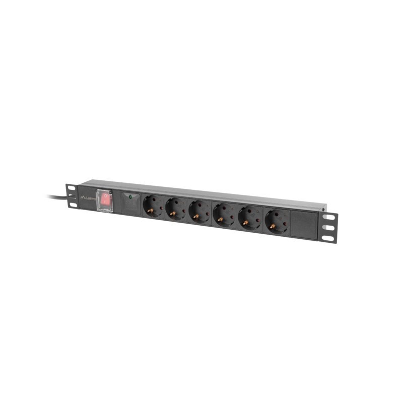 Lanberg PDU-06F-0200-IEC-BK rozdzielacz zasilania PDU 6 x gniazdo sieciowe 1U Czarny Lanberg PDU-06F-0200-IEC-BK rozdzielacz zasilania PDU 6 x gniazdo sieciowe 1U Czarny