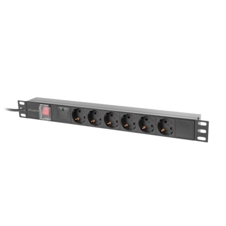 Lanberg PDU-06F-0200-IEC-BK rozdzielacz zasilania PDU 6 x gniazdo sieciowe 1U Czarny