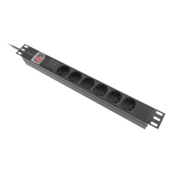 Lanberg PDU-06F-0200-IEC-BK rozdzielacz zasilania PDU 6 x gniazdo sieciowe 1U Czarny