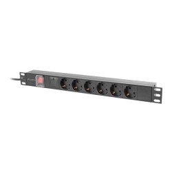 Lanberg PDU-06F-0200-IEC-BK rozdzielacz zasilania PDU 6 x gniazdo sieciowe 1U Czarny