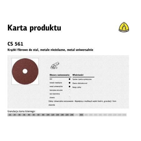 KLINGSPOR KRĄŻEK FIBROWY 180mm gr. 24 CS561 /25szt.