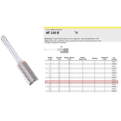 K.FREZ Z WĘG.SPIEKA.HF 100 B /8mm/553 WALEC FI 8x19mm, trzpień 6mm, TYP ZYAS
