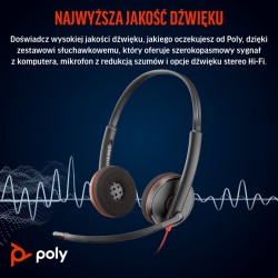Słuchawki Poly Blackwire 3220 Stereo Wired Headset, USB-C, USB-C/A Adapter (Bulk), Black