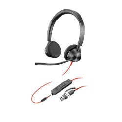 Słuchawki przewodowe POLY Blackwire 3325 Stereo Microsoft Teams Certified USB-C Headset 3.5mm Plug USB-C/A Adapter Przewodowa