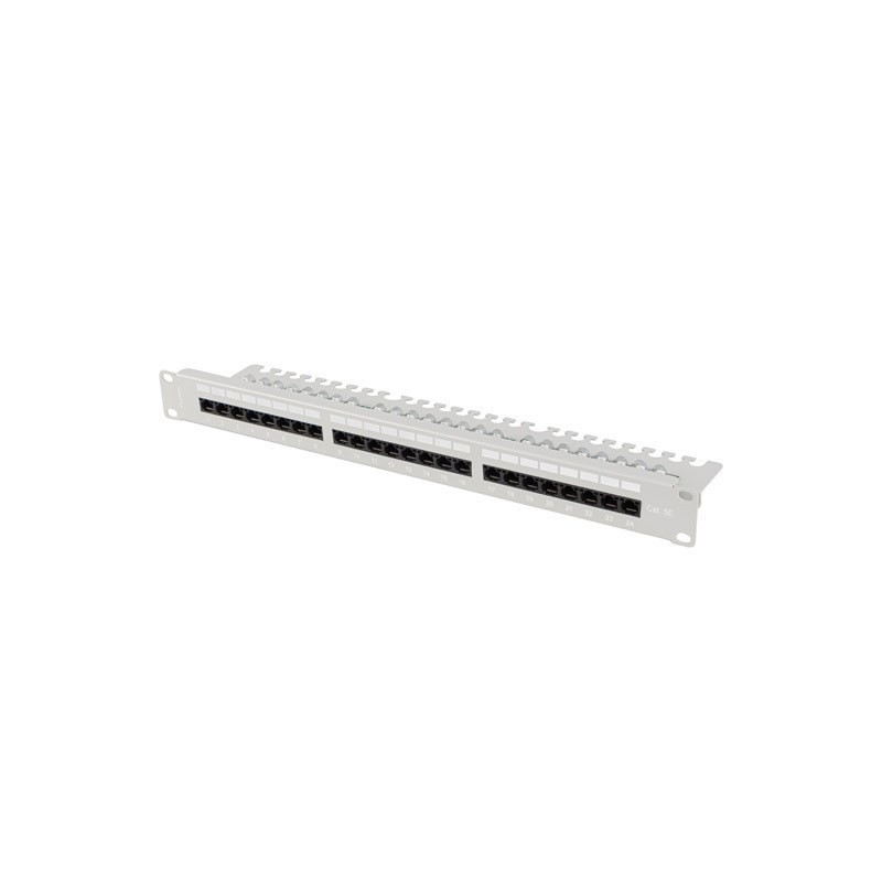 PATCH PANEL 24 PORT 1U 19" KAT.5E UTP Z ORGANIZEREM KABLOWYM SZARY LANBERG