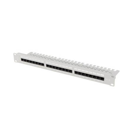 PATCH PANEL 24 PORT 1U 19" KAT.5E UTP Z ORGANIZEREM KABLOWYM SZARY LANBERG