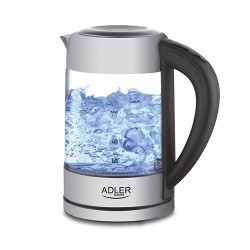 Adler AD 1247 NEW czajnik elektryczny 1,7 l 2200 W Orzech laskowy, Stal nierdzewna, Przezroczysty