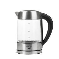 Adler AD 1247 NEW czajnik elektryczny 1,7 l 2200 W Orzech laskowy, Stal nierdzewna, Przezroczysty