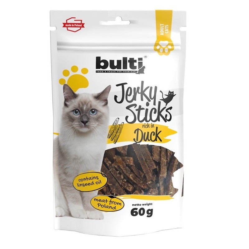 BULTI Jerky Sticks bogate w kaczkę przysmak dla kota 60g