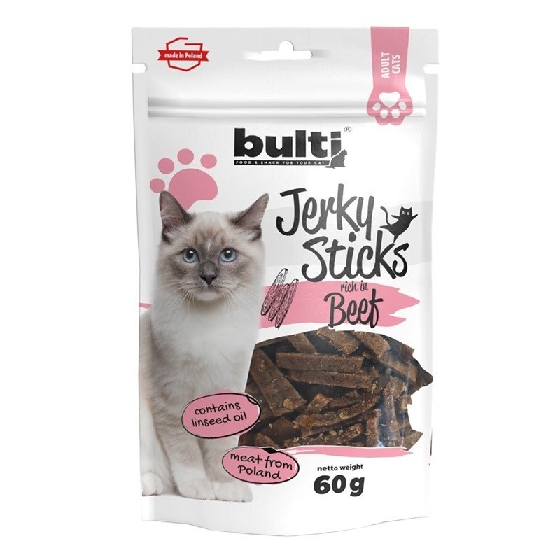 BULTI Jerky Sticks bogate w wołowinę przysmak dla kota 60g