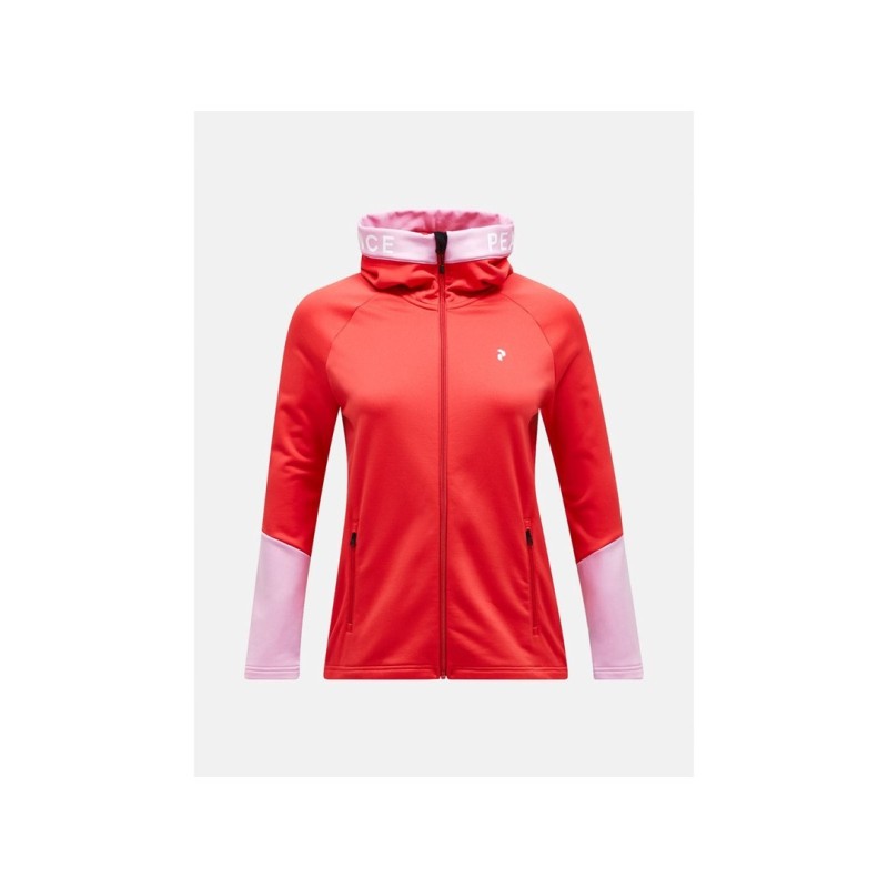 Bluza damska Peak Performance Rider Zip Hood - brilliant red/morning dew