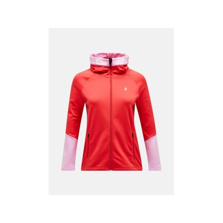 Bluza damska Peak Performance Rider Zip Hood - brilliant red/morning dew