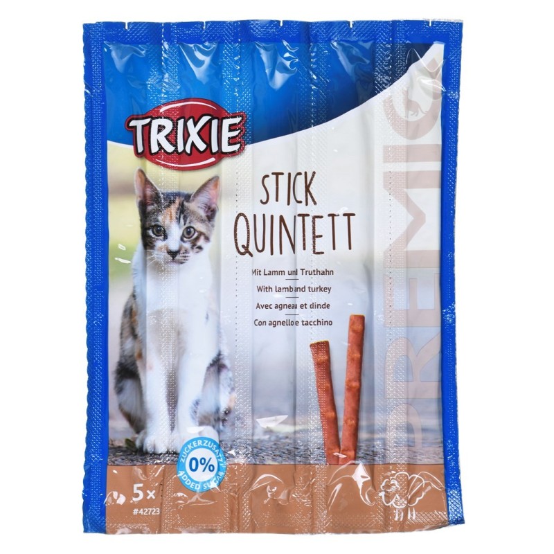 TRIXIE Stick Quintett Premio Paluszki jagnięcina i indyk - przysmak dla kota - 5x5 g TRIXIE Stick Quintett Premio Paluszki jagnięcina i indyk - przysmak dla kota - 5x5 g