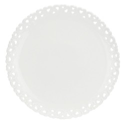 Zdobiony talerz do ciasta Valentino - Biały, 34 cm