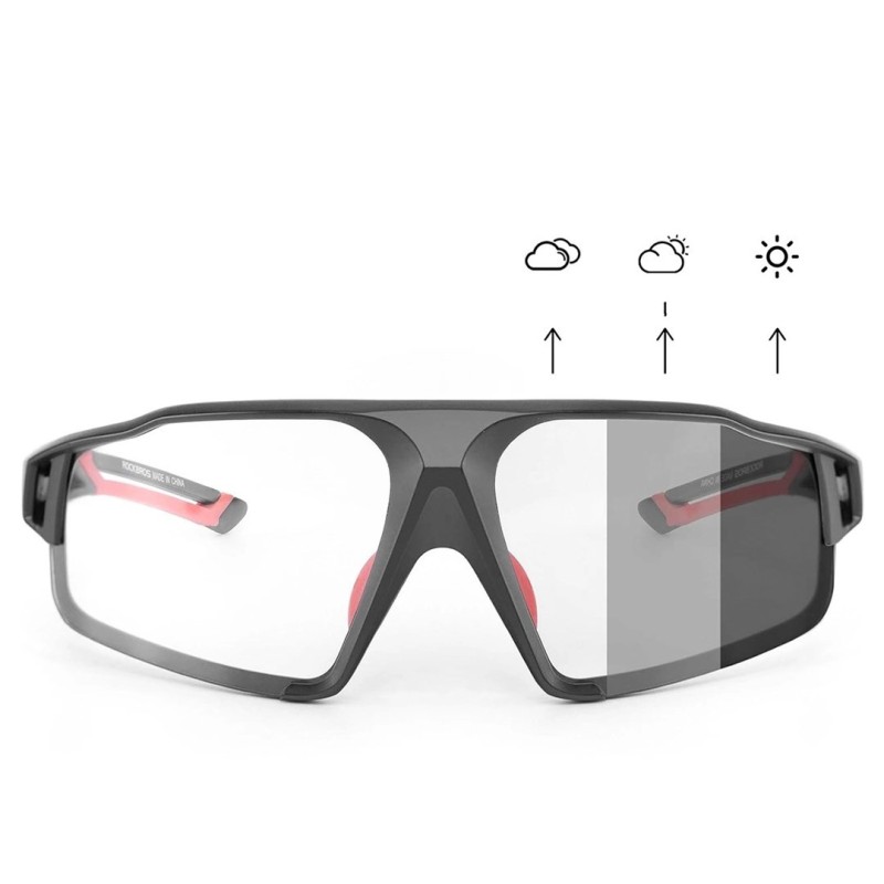 Okulary rowerowe Rockbros SP216BK fotochromowe UV400 - czarno-czerwone Okulary rowerowe Rockbros SP216BK fotochromowe UV400 - czarno-czerwone