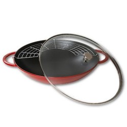 Wok żeliwny z pokrywką Staub - Czerwony, 37 cm