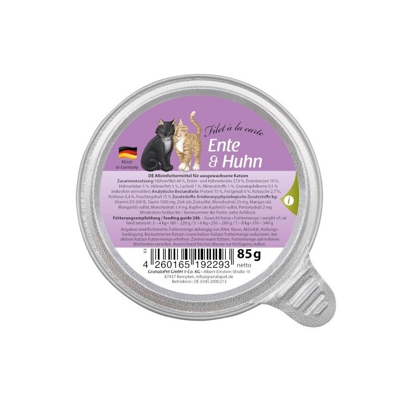 GranataPet Filet a la carte kaczka z kurczakiem karma mokra dla kota 85g