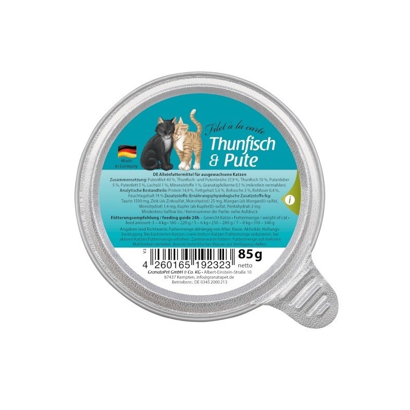 GranataPet Filet a la carte tuńczyk z indykiem karma dla kota 85g GranataPet Filet a la carte tuńczyk z indykiem karma dla kota 85g